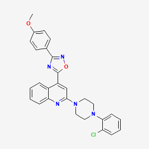 molecular formula C28H24ClN5O2 B2669640 5-(2-(4-(2-氯苯基)哌嗪-1-基)喹啉-4-基)-3-(4-甲氧基苯基)-1,2,4-噻二唑 CAS No. 1115952-57-2