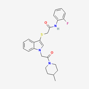 N-(2-fluorophenyl)-2-((1-(2-(4-methylpiperidin-1-yl)-2-oxoethyl)-1H-indol-3-yl)thio)acetamide