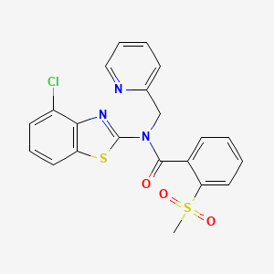 molecular formula C21H16ClN3O3S2 B2669646 N-(4-chlorobenzo[d]thiazol-2-yl)-2-(methylsulfonyl)-N-(pyridin-2-ylmethyl)benzamide CAS No. 886942-56-9