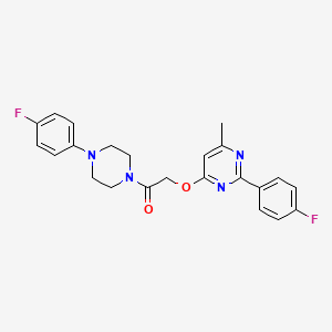 molecular formula C23H22F2N4O2 B2669653 2-((2-(4-氟苯基)-6-甲基嘧啶-4-基氧基)-1-(4-(4-氟苯基)哌嗪-1-基)乙酮 CAS No. 1190002-09-5