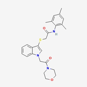 molecular formula C25H29N3O3S B2669657 N-mesityl-2-((1-(2-morpholino-2-oxoethyl)-1H-indol-3-yl)thio)acetamide CAS No. 878054-55-8