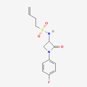 molecular formula C13H15FN2O3S B2669658 N-[1-(4-fluorophenyl)-2-oxoazetidin-3-yl]but-3-ene-1-sulfonamide CAS No. 1825299-67-9