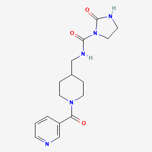 molecular formula C16H21N5O3 B2669659 N-((1-nicotinoylpiperidin-4-yl)methyl)-2-oxoimidazolidine-1-carboxamide CAS No. 1797648-55-5