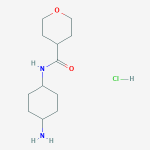 molecular formula C12H23ClN2O2 B2669660 N-[(1R*,4R*)-4-Aminocyclohexyl]-tetrahydro-2H-pyran-4-carboxamide hydrochloride CAS No. 1286263-78-2