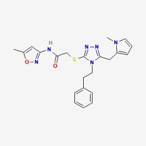 molecular formula C22H24N6O2S B2669666 2-((5-((1-methyl-1H-pyrrol-2-yl)methyl)-4-phenethyl-4H-1,2,4-triazol-3-yl)thio)-N-(5-methylisoxazol-3-yl)acetamide CAS No. 847390-96-9