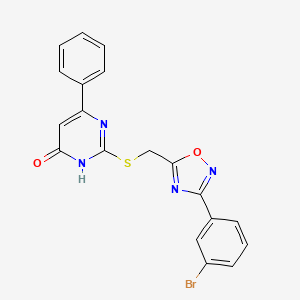 molecular formula C19H13BrN4O2S B2669667 2-({[3-(3-Bromophenyl)-1,2,4-oxadiazol-5-yl]methyl}sulfanyl)-6-phenyl-4-pyrimidinol CAS No. 946269-68-7