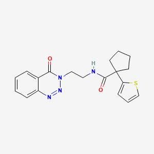 molecular formula C19H20N4O2S B2669671 N-(2-(4-oxobenzo[d][1,2,3]triazin-3(4H)-yl)ethyl)-1-(thiophen-2-yl)cyclopentanecarboxamide CAS No. 2034274-22-9