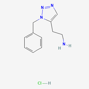 molecular formula C11H15ClN4 B2669674 2-(1-benzyl-1H-1,2,3-triazol-5-yl)ethan-1-amine hydrochloride CAS No. 1706458-90-3