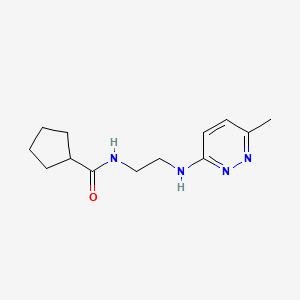 molecular formula C13H20N4O B2669675 N-(2-((6-methylpyridazin-3-yl)amino)ethyl)cyclopentanecarboxamide CAS No. 1203114-06-0