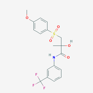 molecular formula C18H18F3NO5S B2669678 2-羟基-3-[(4-甲氧基苯基)磺酰]-2-甲基-N-[3-(三氟甲基)苯基]丙酰胺 CAS No. 338424-48-9