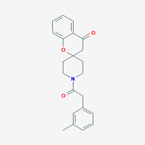 molecular formula C22H23NO3 B2669680 1'-(2-(间甲苯)乙酰)螺[咪唑并[2,4'-哌啶]-4-酮 CAS No. 887467-60-9