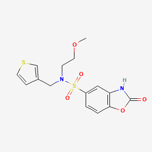 molecular formula C15H16N2O5S2 B2669682 N-(2-methoxyethyl)-2-oxo-N-(thiophen-3-ylmethyl)-2,3-dihydrobenzo[d]oxazole-5-sulfonamide CAS No. 1448059-30-0