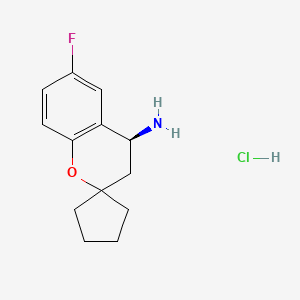 molecular formula C13H17ClFNO B2669685 (S)-6-Fluorospiro[chromane-2,1'-cyclopentan]-4-amine hydrochloride CAS No. 2219353-63-4