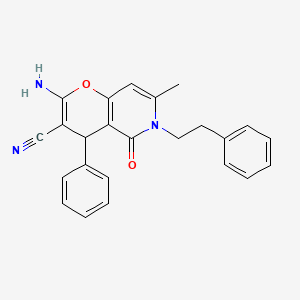 molecular formula C24H21N3O2 B2669687 2-氨基-7-甲基-5-氧代-4-苯基-6-(2-苯乙基)-5,6-二氢-4H-吡喃并[3,2-c]吡啶-3-羧腈 CAS No. 265315-65-9