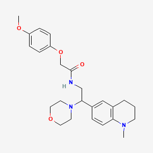 molecular formula C25H33N3O4 B2669692 2-(4-methoxyphenoxy)-N-(2-(1-methyl-1,2,3,4-tetrahydroquinolin-6-yl)-2-morpholinoethyl)acetamide CAS No. 922086-29-1