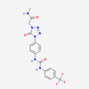 molecular formula C18H16F3N7O3 B2669696 N-methyl-2-(5-oxo-4-(4-(3-(4-(trifluoromethyl)phenyl)ureido)phenyl)-4,5-dihydro-1H-tetrazol-1-yl)acetamide CAS No. 1396847-41-8