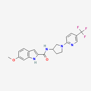 molecular formula C20H19F3N4O2 B2669697 6-methoxy-N-(1-(5-(trifluoromethyl)pyridin-2-yl)pyrrolidin-3-yl)-1H-indole-2-carboxamide CAS No. 1798484-95-3