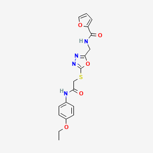 molecular formula C18H18N4O5S B2669698 N-{[5-({2-[(4-ethoxyphenyl)amino]-2-oxoethyl}thio)-1,3,4-oxadiazol-2-yl]methyl}-2-furamide CAS No. 851862-20-9