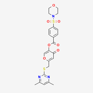 molecular formula C23H23N3O7S2 B2669702 6-(((4,6-dimethylpyrimidin-2-yl)thio)methyl)-4-oxo-4H-pyran-3-yl 4-(morpholinosulfonyl)benzoate CAS No. 877637-81-5