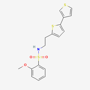 molecular formula C17H17NO3S3 B2669707 N-(2-([2,3'-bithiophen]-5-yl)ethyl)-2-methoxybenzenesulfonamide CAS No. 2034565-28-9