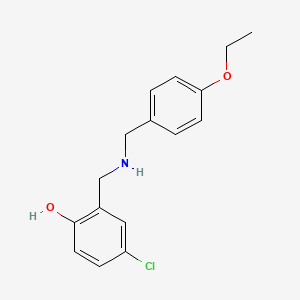 molecular formula C16H18ClNO2 B2669711 4-Chloro-2-{[(4-ethoxybenzyl)amino]methyl}phenol CAS No. 1223884-73-8