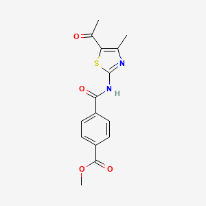 molecular formula C15H14N2O4S B2669714 Methyl 4-((5-acetyl-4-methylthiazol-2-yl)carbamoyl)benzoate CAS No. 684232-12-0