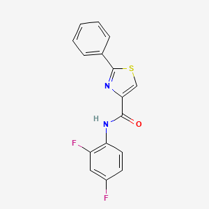 molecular formula C16H10F2N2OS B2669715 N-(2,4-二氟苯基)-2-苯基-1,3-噻唑-4-甲酰胺 CAS No. 303998-12-1