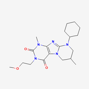 molecular formula C19H29N5O3 B2669717 9-cyclohexyl-3-(2-methoxyethyl)-1,7-dimethyl-7,8-dihydro-6H-purino[7,8-a]pyrimidine-2,4-dione CAS No. 876899-42-2