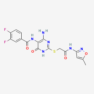 molecular formula C17H14F2N6O4S B2669722 N-(4-氨基-2-((2-((5-甲基异噁唑-3-基)氨基)-2-氧代乙基)硫)-6-氧代-1,6-二氢嘧啶-5-基)-3,4-二氟苯甲酰胺 CAS No. 888428-62-4