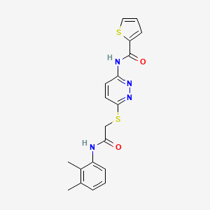 molecular formula C19H18N4O2S2 B2669729 N-(6-((2-((2,3-dimethylphenyl)amino)-2-oxoethyl)thio)pyridazin-3-yl)thiophene-2-carboxamide CAS No. 1021061-83-5