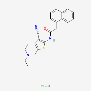 molecular formula C23H24ClN3OS B2669738 N-(3-cyano-6-isopropyl-4,5,6,7-tetrahydrothieno[2,3-c]pyridin-2-yl)-2-(naphthalen-1-yl)acetamide hydrochloride CAS No. 1216789-05-7