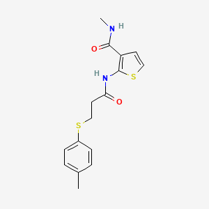 molecular formula C16H18N2O2S2 B2669744 N-甲基-2-(3-(对甲苯硫基)丙酰胺基)噻吩-3-甲酰胺 CAS No. 895467-53-5