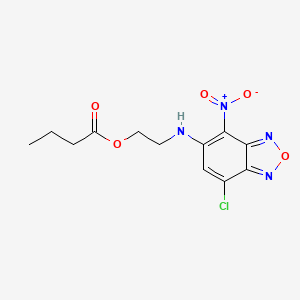 molecular formula C12H13ClN4O5 B2669747 2-[(7-Chloro-4-nitro-2,1,3-benzoxadiazol-5-yl)amino]ethyl butyrate CAS No. 697262-42-3