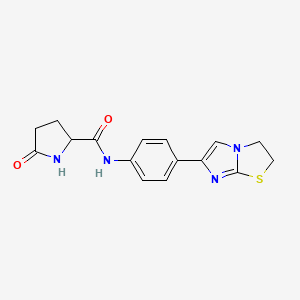 molecular formula C16H16N4O2S B2669748 N-(4-(2,3-二氢咪唑[2,1-b]噻唑-6-基)苯基)-5-氧代吡咯啉-2-甲酰胺 CAS No. 1236270-24-8