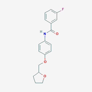 molecular formula C18H18FNO3 B266976 3-fluoro-N-[4-(tetrahydro-2-furanylmethoxy)phenyl]benzamide 
