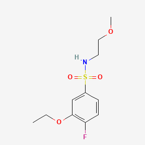 molecular formula C11H16FNO4S B2669767 3-ethoxy-4-fluoro-N-(2-methoxyethyl)benzenesulfonamide CAS No. 723745-74-2