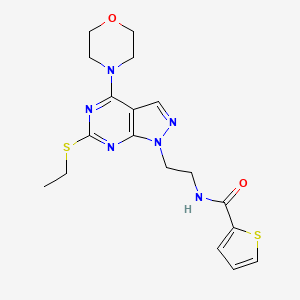 molecular formula C18H22N6O2S2 B2669772 N-(2-(6-(ethylthio)-4-morpholino-1H-pyrazolo[3,4-d]pyrimidin-1-yl)ethyl)thiophene-2-carboxamide CAS No. 941986-24-9