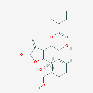 molecular formula C20H26O7 B2669774 [(6Z,10Z)-6-formyl-5-hydroxy-10-(hydroxymethyl)-3-methylidene-2-oxo-3a,4,5,8,9,11a-hexahydrocyclodeca[b]furan-4-yl] 2-methylbutanoate CAS No. 72023-19-9
