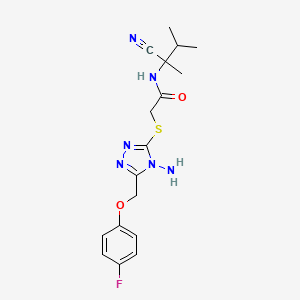 molecular formula C17H21FN6O2S B2669775 2-({4-amino-5-[(4-fluorophenoxy)methyl]-4H-1,2,4-triazol-3-yl}sulfanyl)-N-(1-cyano-1,2-dimethylpropyl)acetamide CAS No. 1111574-41-4