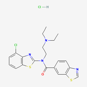 molecular formula C21H22Cl2N4OS2 B2669776 盐酸N-(4-氯苯并[d]噻唑-2-基)-N-(2-(二乙基氨基)乙基)苯并[d]噻唑-6-甲酰胺 CAS No. 1216908-86-9
