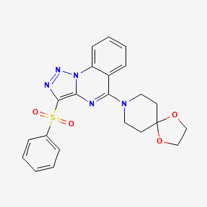 molecular formula C22H21N5O4S B2669781 5-(1,4-Dioxa-8-azaspiro[4.5]dec-8-yl)-3-(phenylsulfonyl)[1,2,3]triazolo[1,5-a]quinazoline CAS No. 893273-43-3
