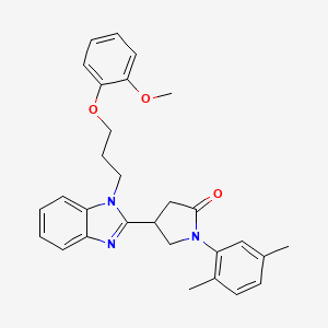 molecular formula C29H31N3O3 B2669786 1-(2,5-dimethylphenyl)-4-(1-(3-(2-methoxyphenoxy)propyl)-1H-benzo[d]imidazol-2-yl)pyrrolidin-2-one CAS No. 847395-34-0
