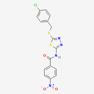 molecular formula C16H11ClN4O3S2 B2669790 N-(5-((4-chlorobenzyl)thio)-1,3,4-thiadiazol-2-yl)-4-nitrobenzamide CAS No. 532418-28-3
