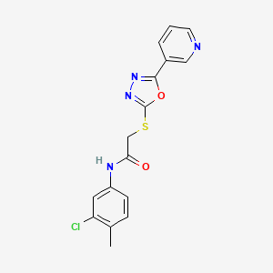 molecular formula C16H13ClN4O2S B2669791 N-(3-chloro-4-methylphenyl)-2-[(5-pyridin-3-yl-1,3,4-oxadiazol-2-yl)sulfanyl]acetamide CAS No. 898630-75-6