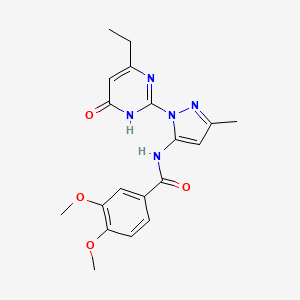 molecular formula C19H21N5O4 B2669799 N-(1-(4-ethyl-6-oxo-1,6-dihydropyrimidin-2-yl)-3-methyl-1H-pyrazol-5-yl)-3,4-dimethoxybenzamide CAS No. 1006290-40-9