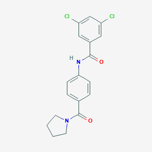 molecular formula C18H16Cl2N2O2 B266981 3,5-dichloro-N-[4-(1-pyrrolidinylcarbonyl)phenyl]benzamide 