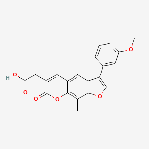 molecular formula C22H18O6 B2669816 2-[3-(3-Methoxyphenyl)-5,9-dimethyl-7-oxofuro[3,2-g]chromen-6-yl]acetic acid CAS No. 664366-22-7
