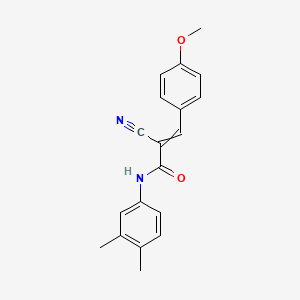 molecular formula C19H18N2O2 B2669823 2-cyano-N-(3,4-dimethylphenyl)-3-(4-methoxyphenyl)prop-2-enamide CAS No. 327998-47-0