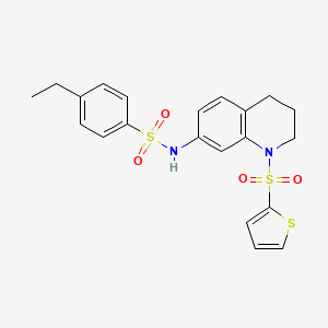 molecular formula C21H22N2O4S3 B2669828 4-乙基-N-(1-(噻吩-2-基磺酰)-1,2,3,4-四氢喹啉-7-基)苯磺酰胺 CAS No. 946293-21-6