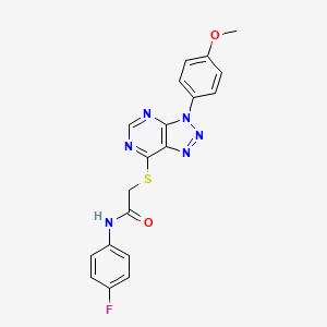 molecular formula C19H15FN6O2S B2669830 N-(4-氟苯基)-2-((3-(4-甲氧基苯基)-3H-[1,2,3]噻唑并[4,5-d]嘧啶-7-基)硫)乙酰胺 CAS No. 863500-32-7